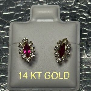 Elegant Gold and Red Gemstone Earrings